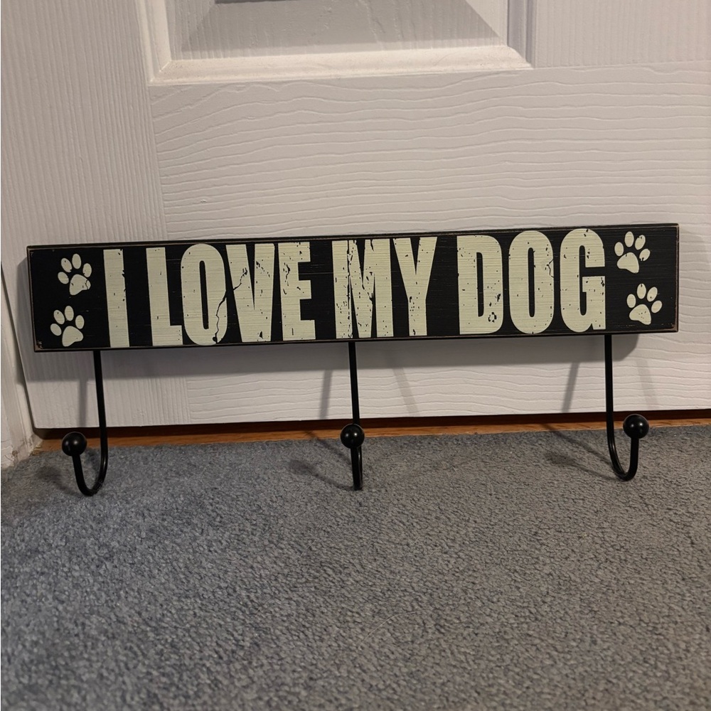I Love My Dog Wall Hook Decor - Black and White